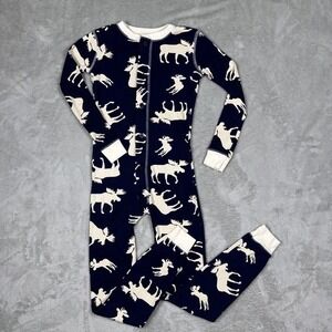 Lazy One Kids Blue Moose Flapjacks Pajamas One‎ Piece Size 8 Sleepwear